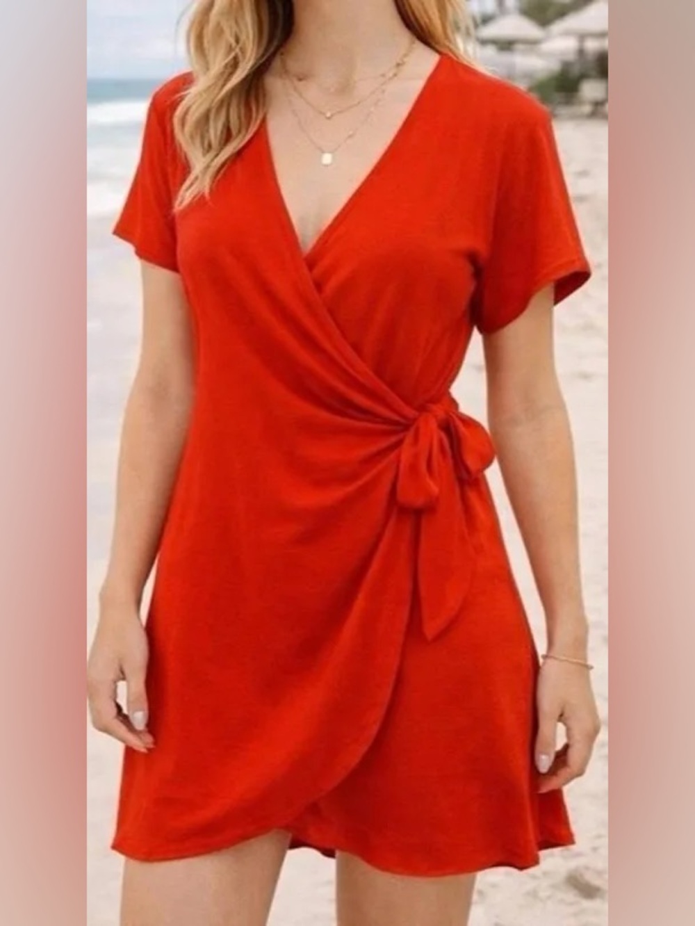 NWT Anthropologie Amadi Miena Red Wrap Dress Medium M